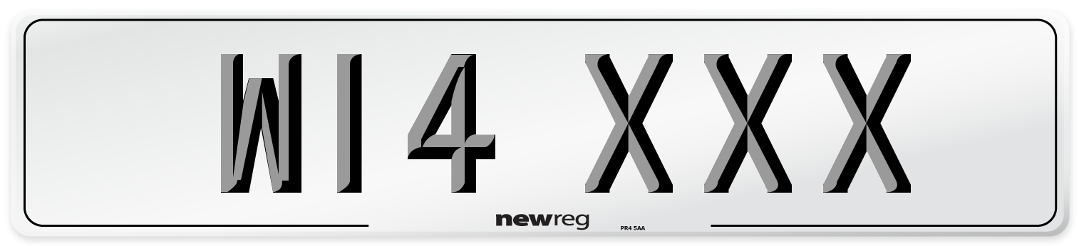 W14 XXX Number Plate from New Reg